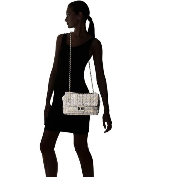 Karl Lagerfeld Paris Tweed Shoulder Bag in Mist Green - Picture 4 of 14